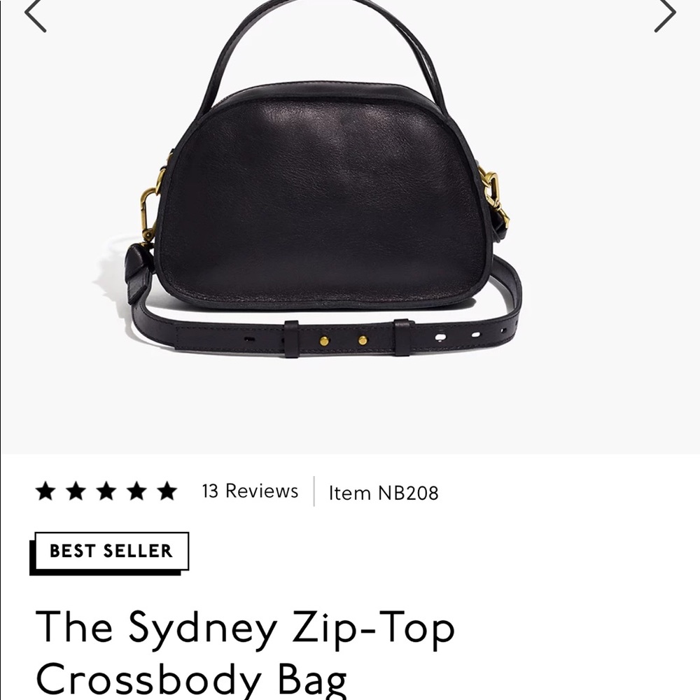 BEST SELLER MADEWELL SYDNEY ZIP TOP CROSSBODY BAG IN BLACK